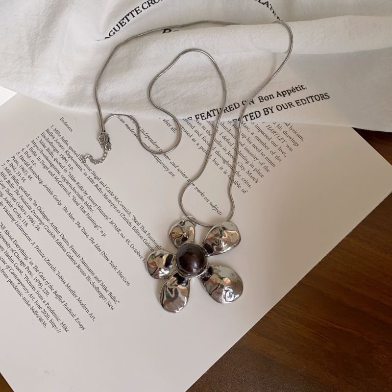 Flower Statement Snake Necklace Pendant Chain