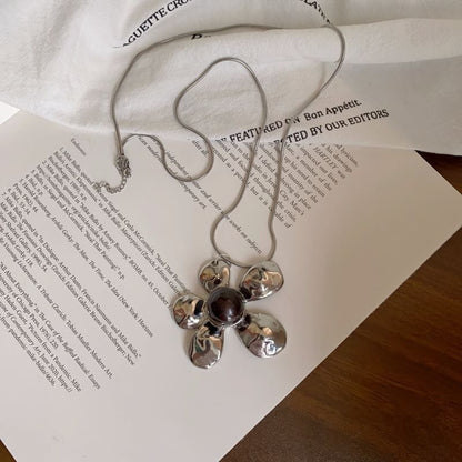 Flower Statement Snake Necklace Pendant Chain