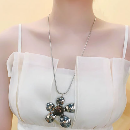 Flower Statement Snake Necklace Pendant Chain
