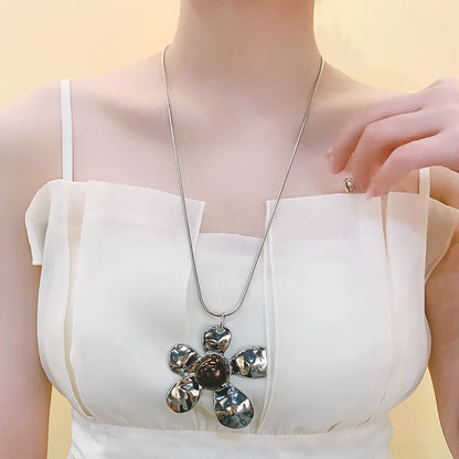 Flower Statement Snake Necklace Pendant Chain