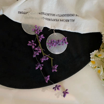 Statement Disc Earring Flower Asymmetrical Drop