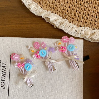 Bead Bow Clip Flower Hair
