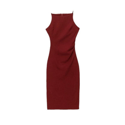 Dress Sleeveless Midi Plain Sheath