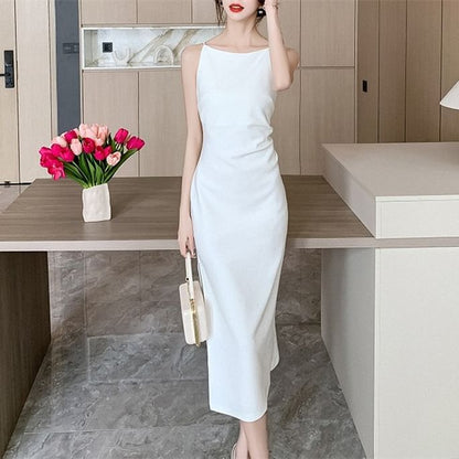 Dress Sleeveless Midi Plain Sheath