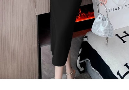 Dress Sleeveless Midi Plain Sheath