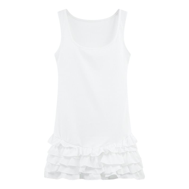 Sleeveless Plain Tiered Dress Mini