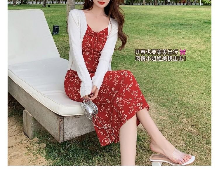 Floral V-Neck Print Maxi Sheath Sleeveless Dress