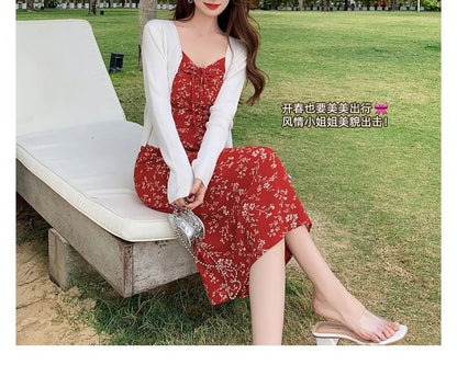 Floral V-Neck Print Maxi Sheath Sleeveless Dress