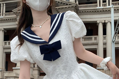 A-Line Mini Sailor Dress Collar Short-Sleeve