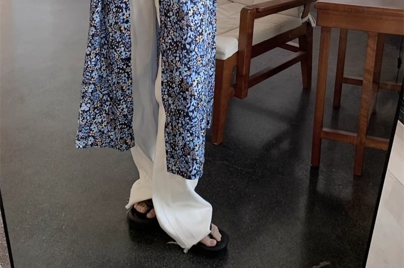 V-Neck Dress Sleeveless Print Floral Midi A-Line