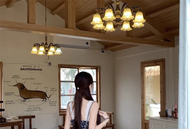 A-Line Dress Maxi / V-Neck Sleeveless Cardigan Print Floral