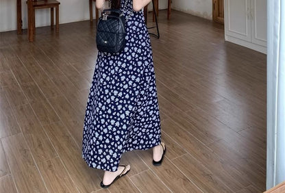 A-Line Dress Maxi / V-Neck Sleeveless Cardigan Print Floral