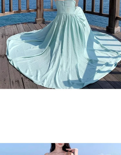 Strap Dress Spaghetti A-Line Floral Accent Maxi