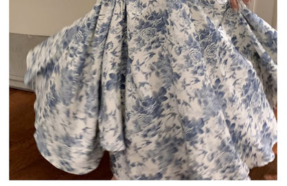 A-Line Dress V-Neck Maxi Sleeveless Floral Print