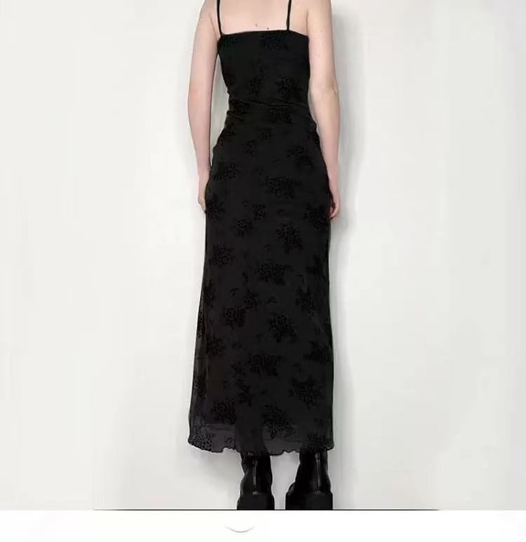 Maxi A-Line Spaghetti Lace Dress Strap