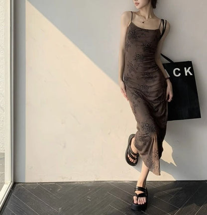 Maxi A-Line Spaghetti Lace Dress Strap