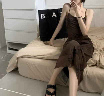 Maxi A-Line Spaghetti Lace Dress Strap