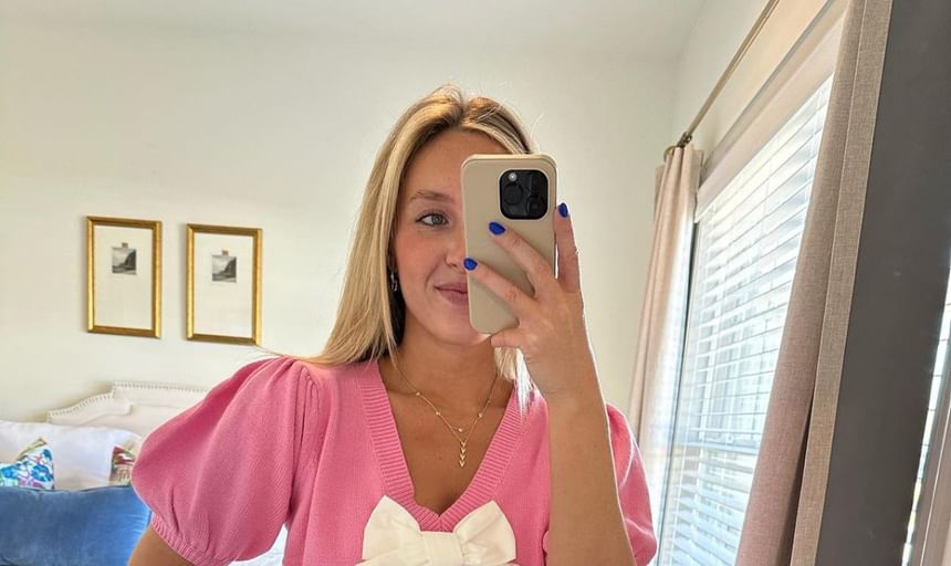 Knit Tone Bow Crop Two Accent Top Puff-Sleeve V-Neck