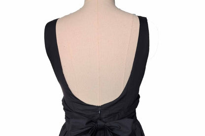 Tie Dress Square Back Waist Plain Neck Mini Open A-Line Sleeveless