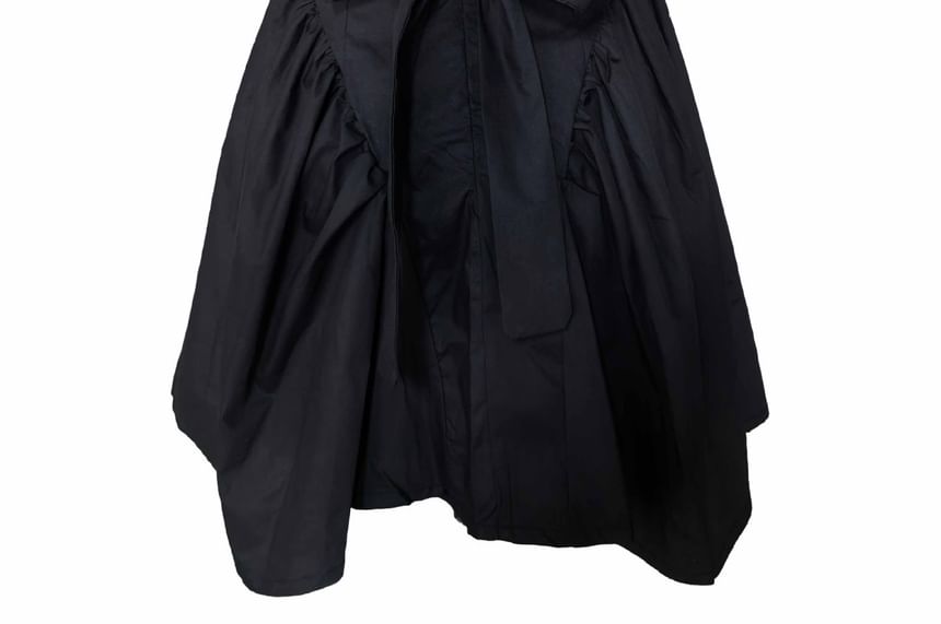 Tie Dress Square Back Waist Plain Neck Mini Open A-Line Sleeveless