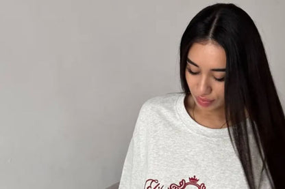 Crew Neck Elbow-Sleeve Embroidered Lettering Tee