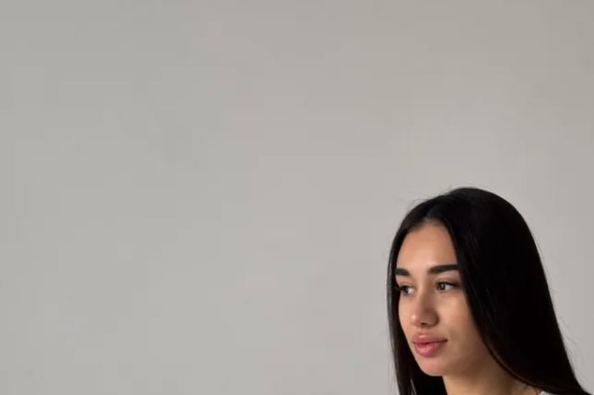 Crew Neck Elbow-Sleeve Embroidered Lettering Tee