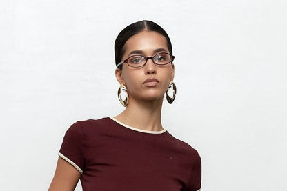 Neck Slim Contrast Fit Short-Sleeve Crop Trim Tee Crew