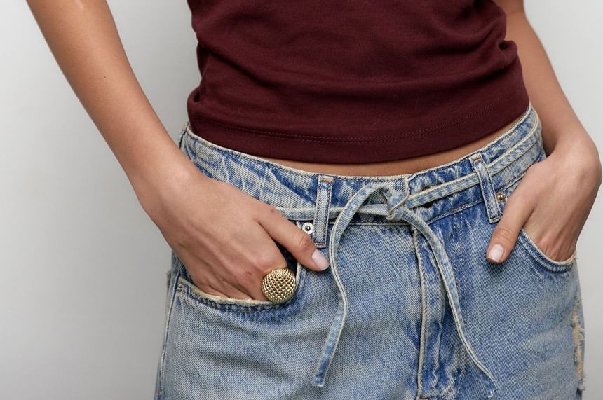 Neck Slim Contrast Fit Short-Sleeve Crop Trim Tee Crew