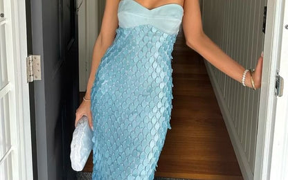 Sheath Dress Strapless Sequin Lace Maxi