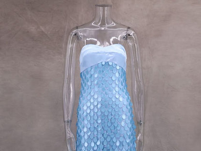 Sheath Dress Strapless Sequin Lace Maxi