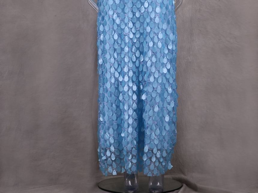 Sheath Dress Strapless Sequin Lace Maxi