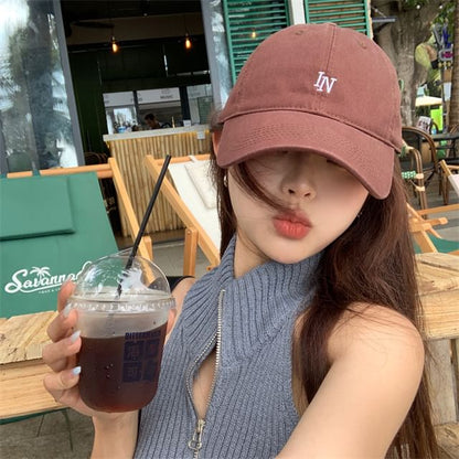 Lettering Baseball Embroidered Cap