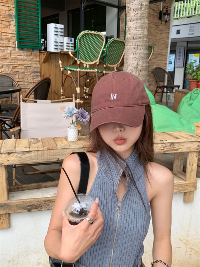 Lettering Baseball Embroidered Cap