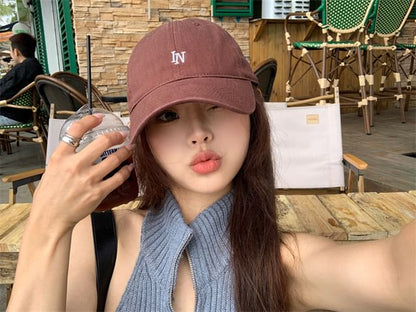 Lettering Baseball Embroidered Cap