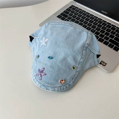 Flat Denim Embellished Cap