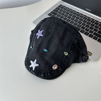 Flat Denim Embellished Cap
