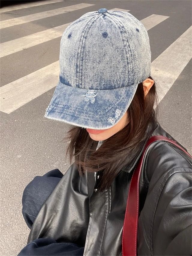 Denim Baseball Cap Distressed