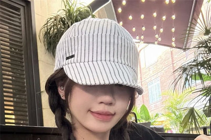 Striped Cap Baseball Short Brim