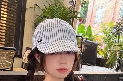 Striped Cap Baseball Short Brim