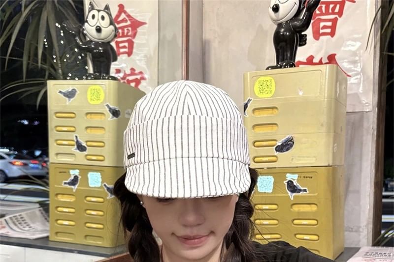 Striped Cap Baseball Short Brim