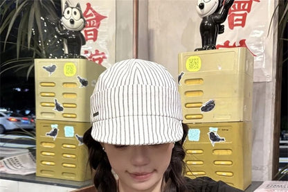 Striped Cap Baseball Short Brim