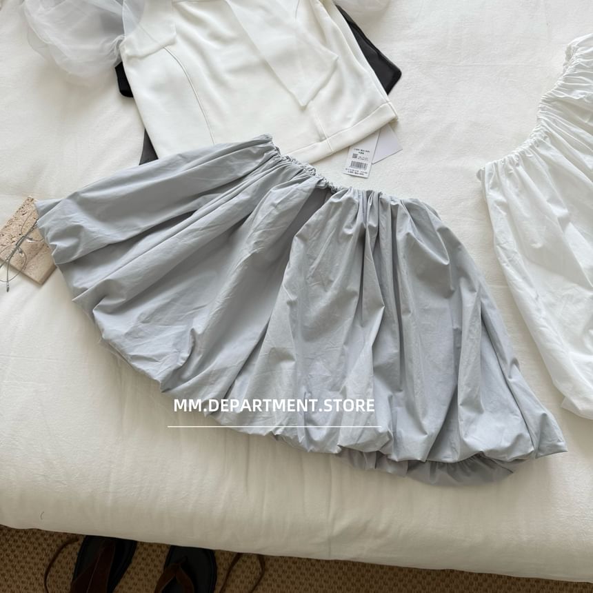Skirt Rise Plain High A-Line Mini