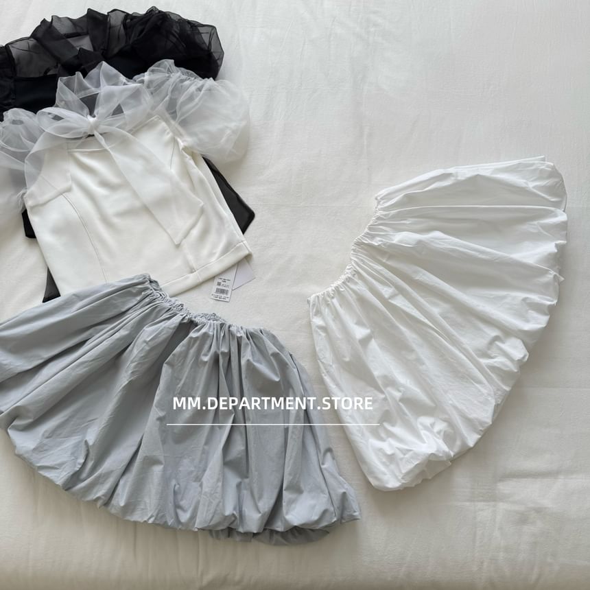 Skirt Rise Plain High A-Line Mini