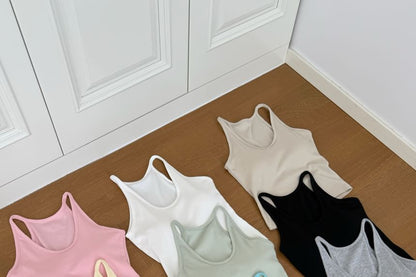 Top Tank Knit Plain Neck Scoop