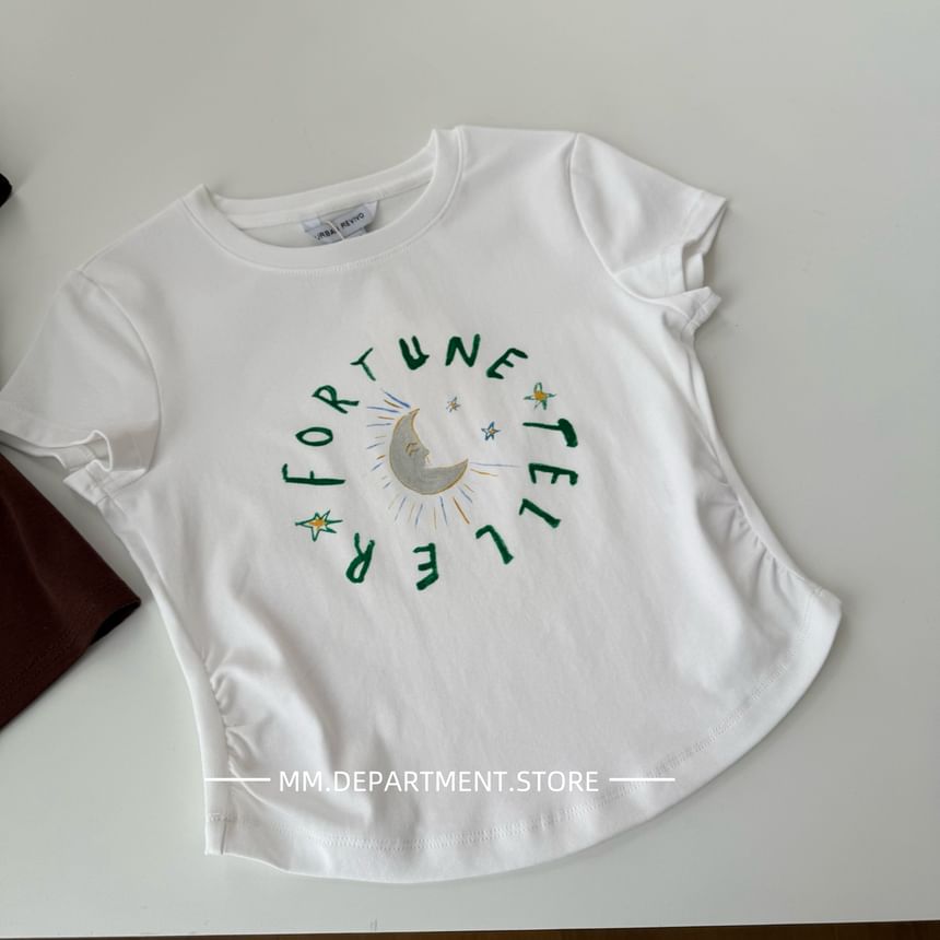 T-Shirt Crewneck Crop Lettering Short-Sleeve