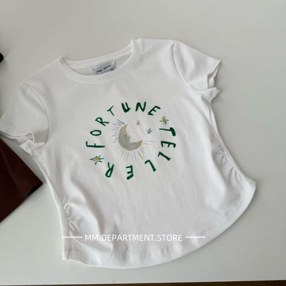 T-Shirt Crewneck Crop Lettering Short-Sleeve