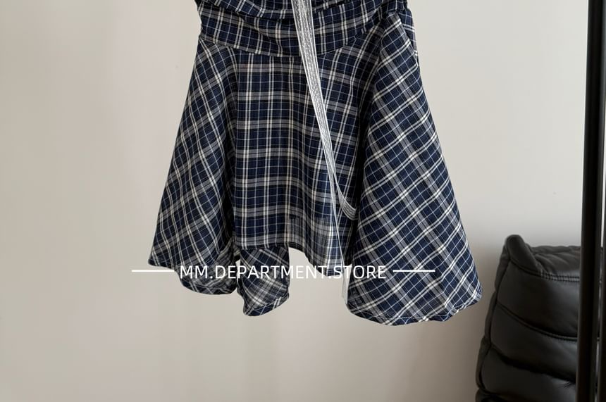 Strapless Top Flowy Plaid