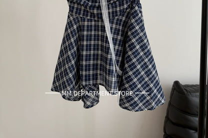 Strapless Top Flowy Plaid