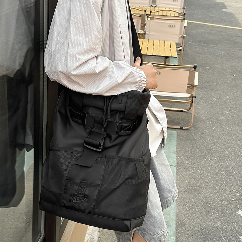 Drawstring Block Bag Color Crossbody