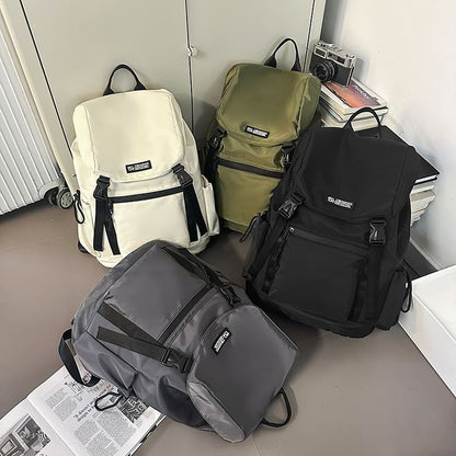 Flap Backpack Buckled Lettering